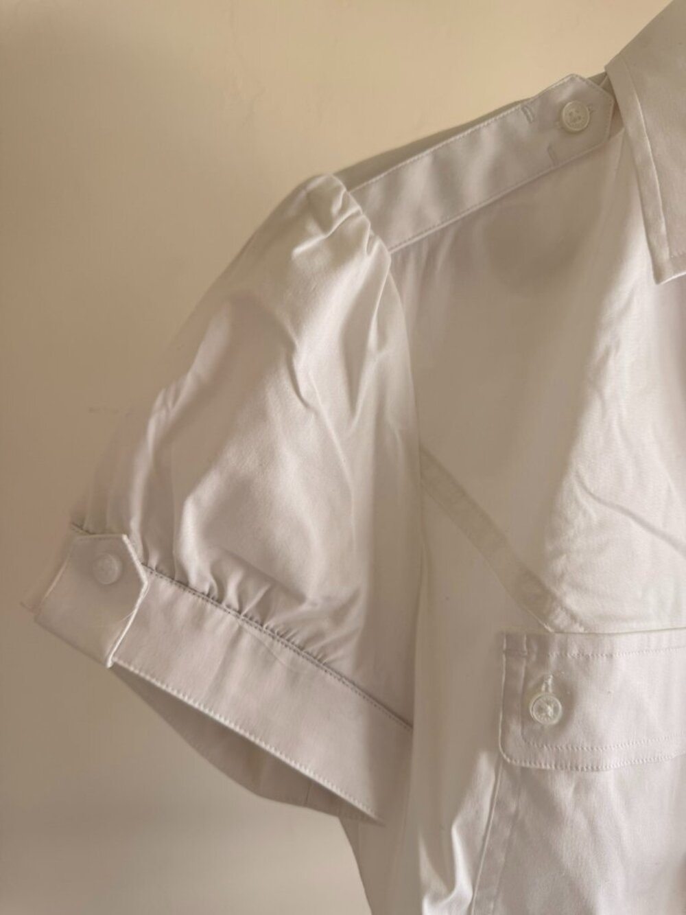 NWT Express White Front Pocket Button Down Short Sleeve Shirt S - Picture 7 of 9